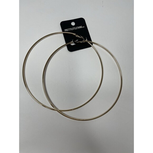 Pretty Little Thing Womens Gold Super Huge Hoop Earrings  150mm NEW - Picture 1 of 3